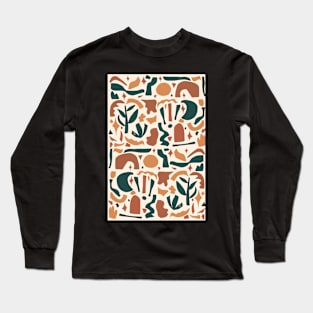 Vintage Aesthetic Minimalist Danish Pastel Abstract Terracotta Design Long Sleeve T-Shirt